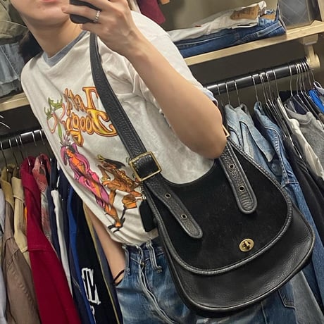 [USED] old coach black leather bag