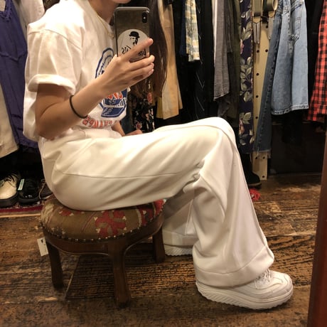 [USED] 70's WHITE  POLY PANTS♡