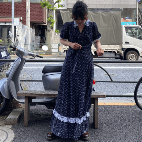 [USED] BLACKレースmaxiワンピース