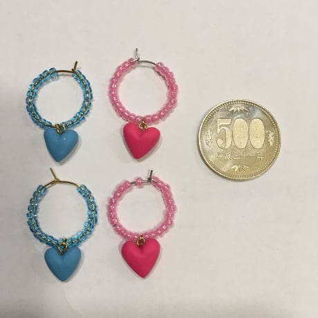 [BENICOTOY] ♡付き ビーズフープピアス