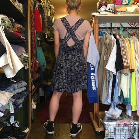 [USED] 小花柄 Navy サロペット