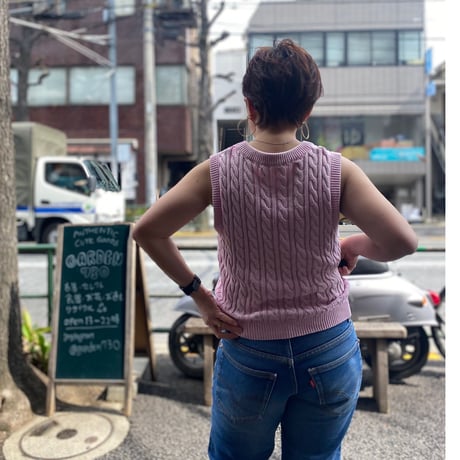 [USED] パステルPINK💗COTTONニットベスト