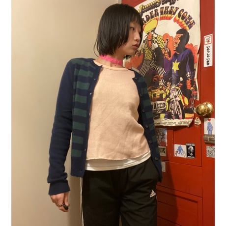 [USED]100%カシミアボーダーカーディガン