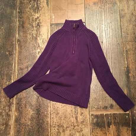 [USED]  Ralph Laure ジッパー付きpurpleリブニット