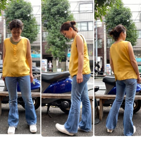[USED] 100％ SILK タンクトップ-YELLOW