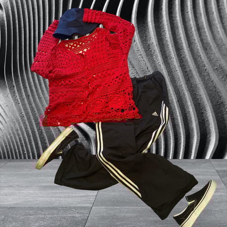 [USED] RED❤️クロシェット カーディガン