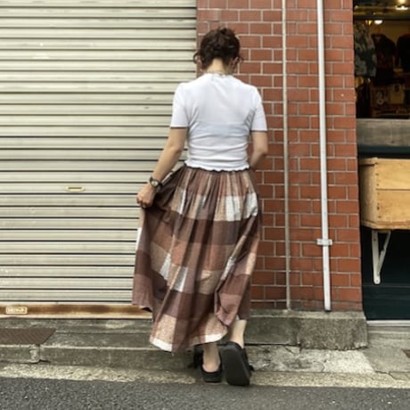 [USED] vintage ブロックチェックフレアスカート