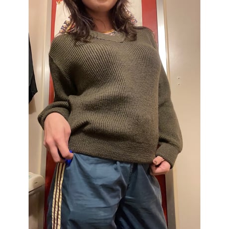 [USED]Vネック ローゲージニット