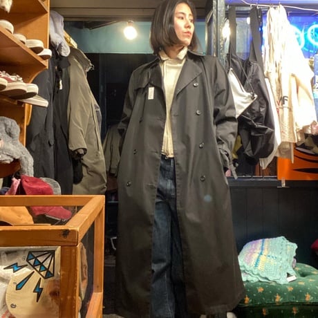 [USED] "LONDON FOG" BLACK long トレンチ コート