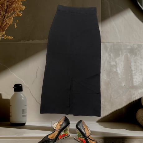 [USED]リブ SLIT BLACK スカート