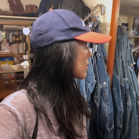 [USED] navy x red 刺繍ロゴ cap