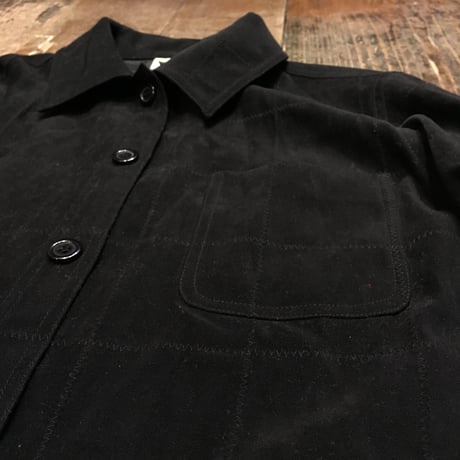 [USED] パッチワークのような スウェード風 shirt