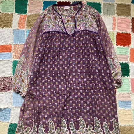 [USED]  vintage インド綿ワンピース