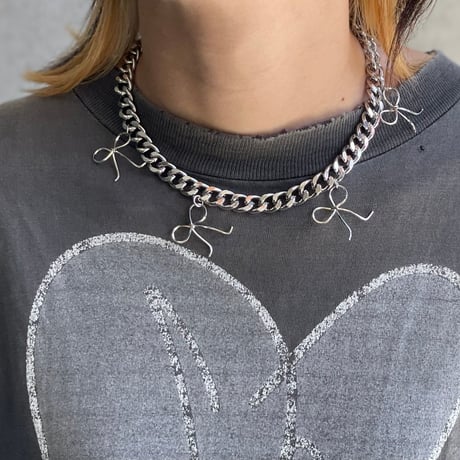 [ kozukix] NEW  RIBON METAL NECKLACE