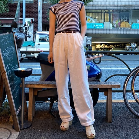 [USED] LINEN TUCK PANTS！