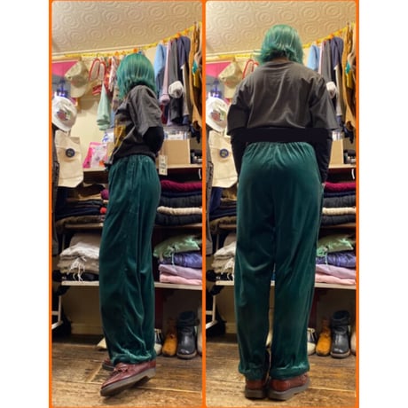 [USED]青みがかったグリーン🫑ベロアPANTS