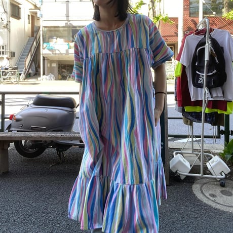 [USED]サマーカラーストライプワンピース
