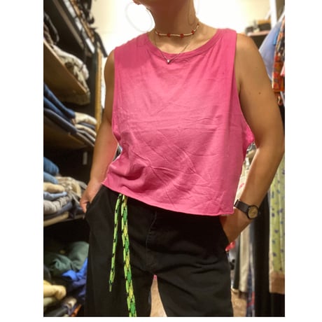 [USED] PINK🩷cut off タンクトップ