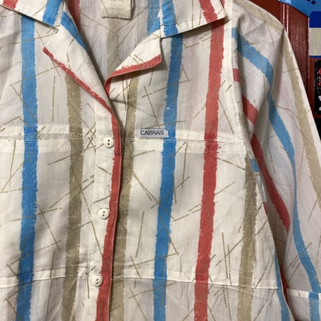 [USED]  袖丈長めのストライプ開襟シャツ