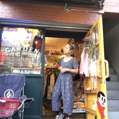 [USED] 花柄 レーヨン サロペット