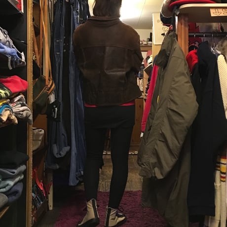 [USED] real leatherのフード付JKT
