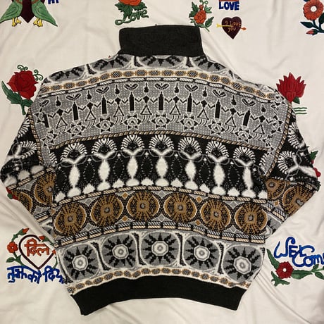 [USED] 総柄ハイネックZIPニット！