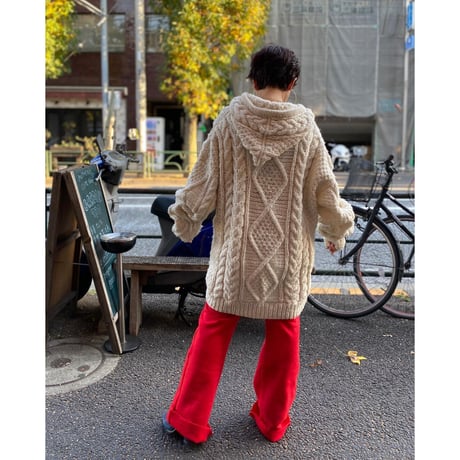 [USED] ケーブル編みZIPニットHOODIE