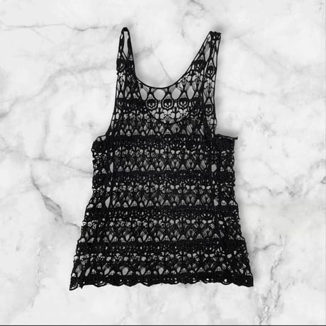 [USED] BLK かぎ編み レース タンクトップ ♡
