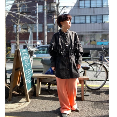 [USED] フリンジ BLK  DENIM SHIRTS