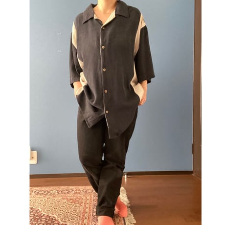 [USED] Two-tone SILK 開襟シャツ  🖤