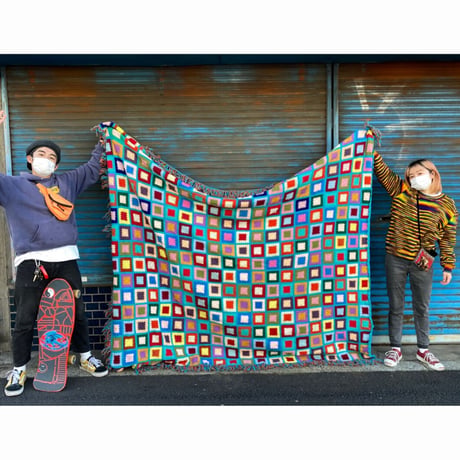 [USED]  Vintage ニット ブランケット 230×200 BIG size !!!