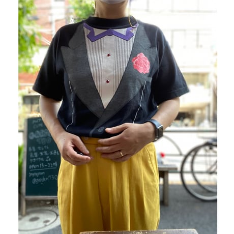 [USED] vintage 騙し絵Tee タキシード