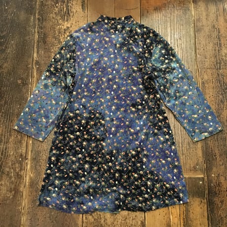 [USED] 花と夜空色のすてきなベロアワンピース