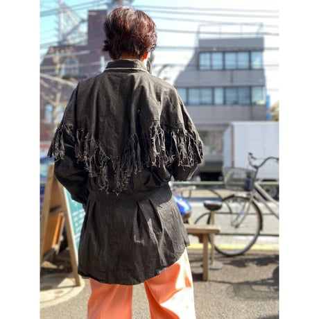 [USED] フリンジ BLK  DENIM SHIRTS