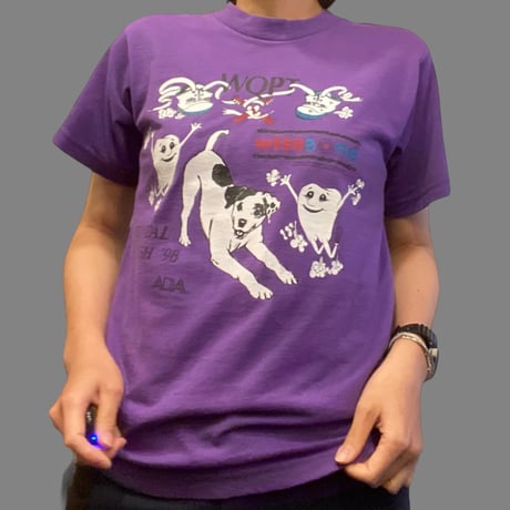 [USED] Teeths and the dog のユニークプリントtee