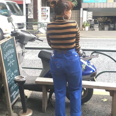 [USED] ボーダー ハイネックリブニット