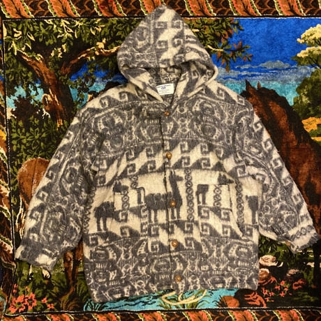 [USED] 総柄 エクアドル WOOL HOODIE❄︎