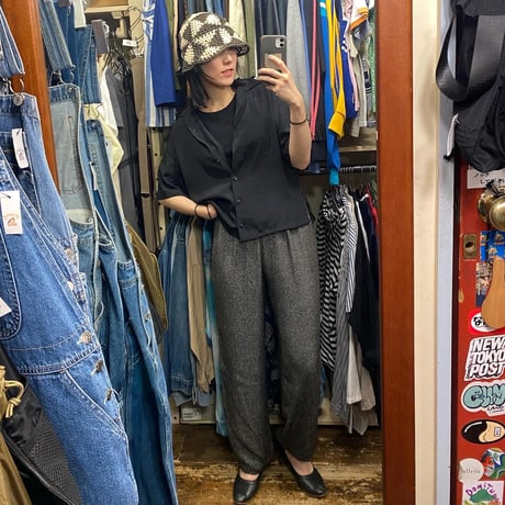 [USED] black dot レーヨン パンツ