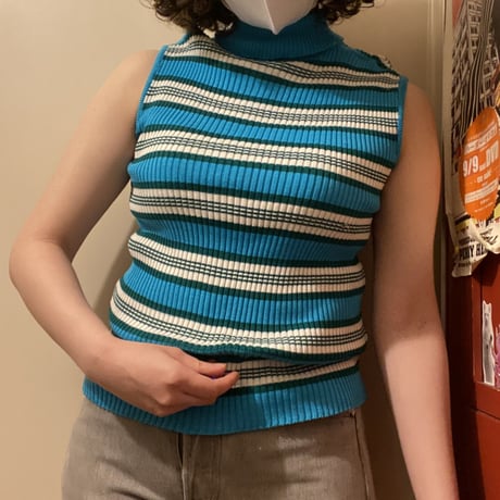 [USED] Euro 70's💙リブタートルニット