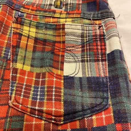[USED] パッチワーク風チェック柄フレアPANTS！