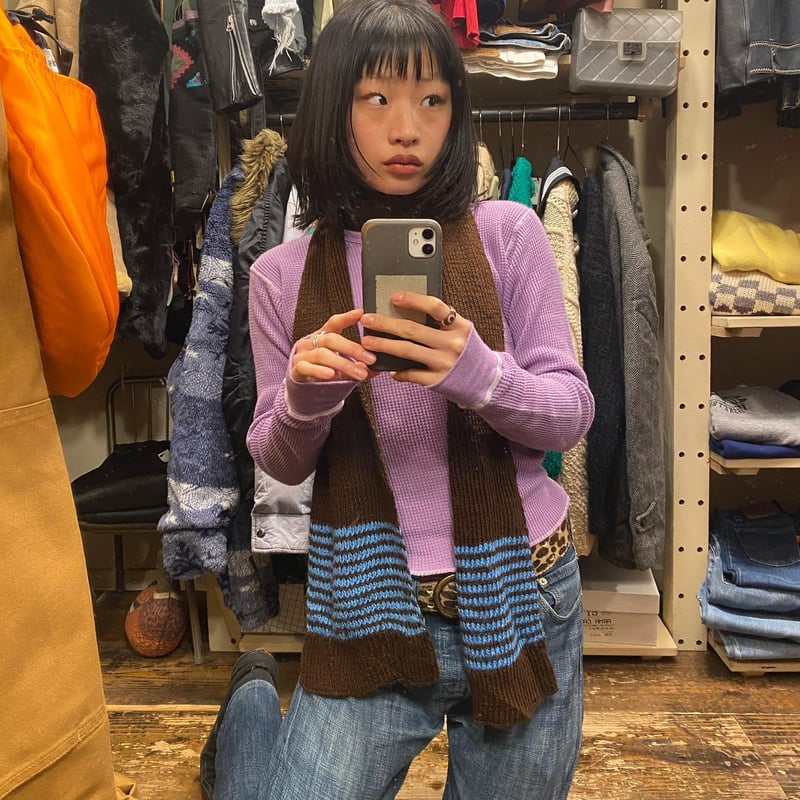 USED] ブラウン ボーダーマフラー | garden730