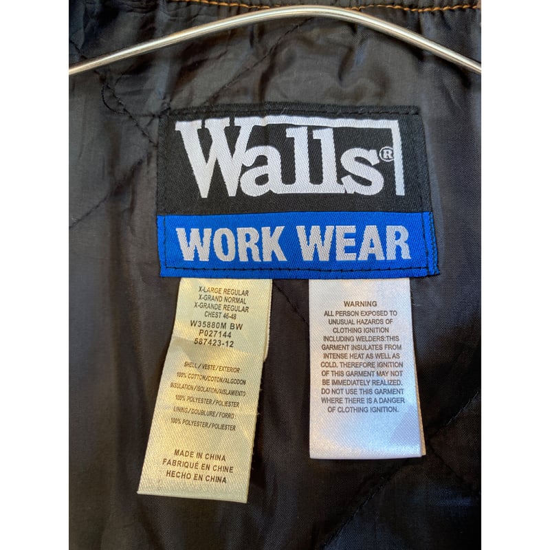 80sUSA製ヴィンテージWALLSワークベストXLネイビーダック企業ワッペン 80sUSA製ヴィンテージWALLSワークベストXLネイビーダック企業ワッペン