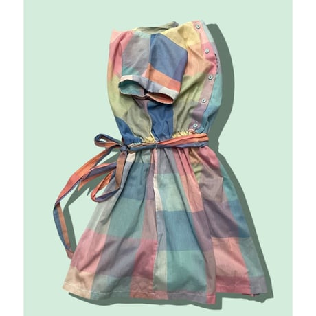[USED] パステルチェック♡ ショート丈サロペット