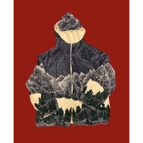 [USED]  雪山柄リバーシブル フリースパーカー