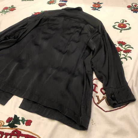 [USED] BLACK  サテンチャイナシャツ風JKT