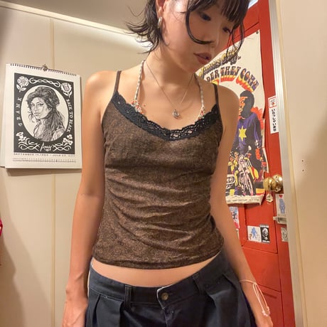 [USED] Black Laceのブラウンキャミソール