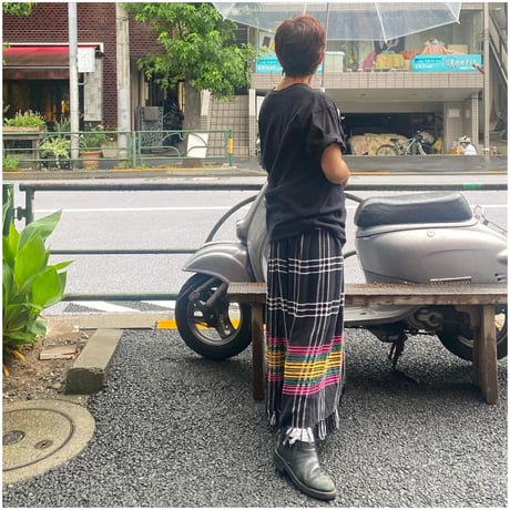 [USED] レーヨンチェック柄ロングスカート