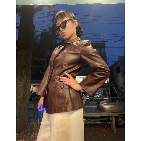 [USED］赤茶LEATHER JKT
