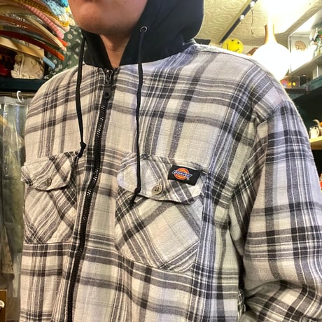 [USED] Dickies 綿入りフードネル BLK/GRY