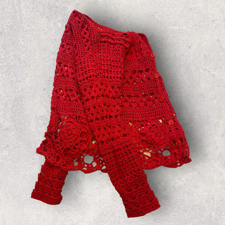 [USED] RED❤️クロシェット カーディガン